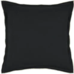 Coussin coton volant plat feston noir