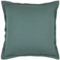 Coussin coton volant plat feston noir