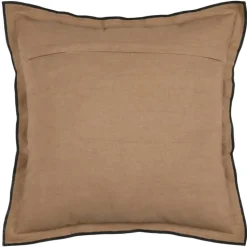 Coussin coton volant plat feston noir