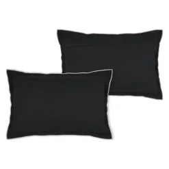 Coussin coton volant plat feston noir