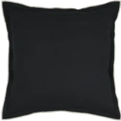 Coussin coton volant plat feston noir