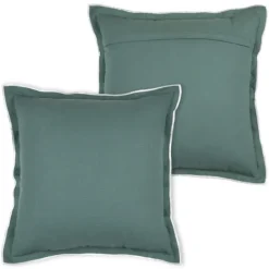 Coussin coton volant plat feston noir