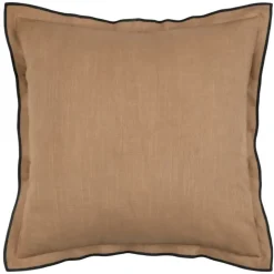 Coussin coton volant plat feston noir