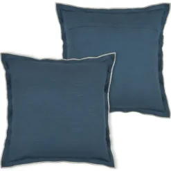 Coussin coton volant plat feston noir