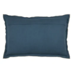 Coussin coton volant plat feston noir
