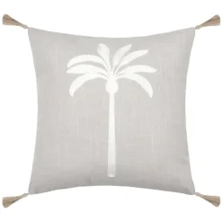 Coussin décoratif brodé motif palmier style tropical