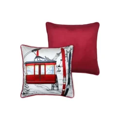 Coussin décoratif carré à motif téléphérique