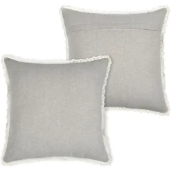 Coussin décoratif 100% coton finition dentelle