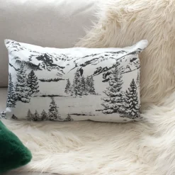 Coussin décoratif déhoussable style montagne