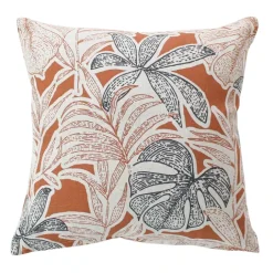 Coussin décoratif déhoussable motif feuillage tropical