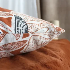 Coussin décoratif déhoussable motif feuillage tropical