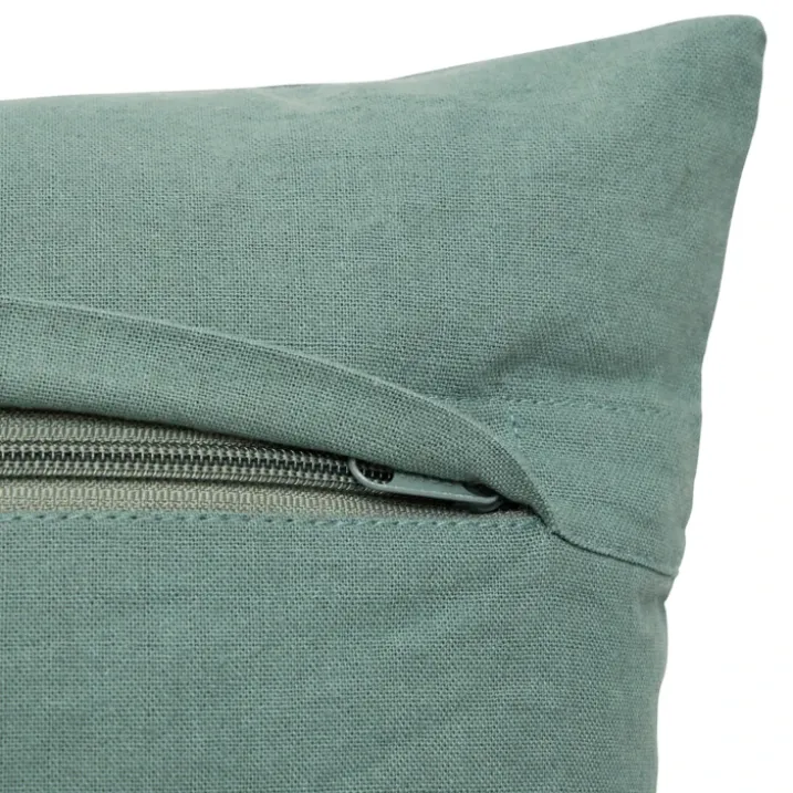 Coussin décoratif en coton brodé avec motif lune et étoile