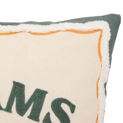 Coussin décoratif en coton brodé avec motif lune et étoile
