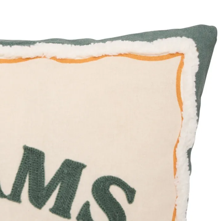 Coussin décoratif en coton brodé avec motif lune et étoile