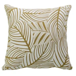 Coussin décoratif feuillage graphique en coton recyclé