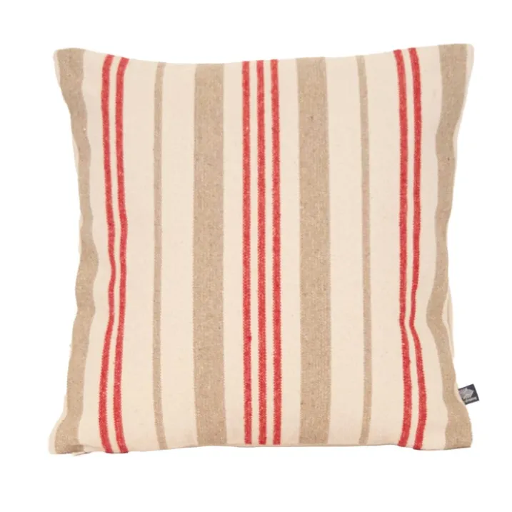 Coussin décoratif matelassé à rayures en toile canevas