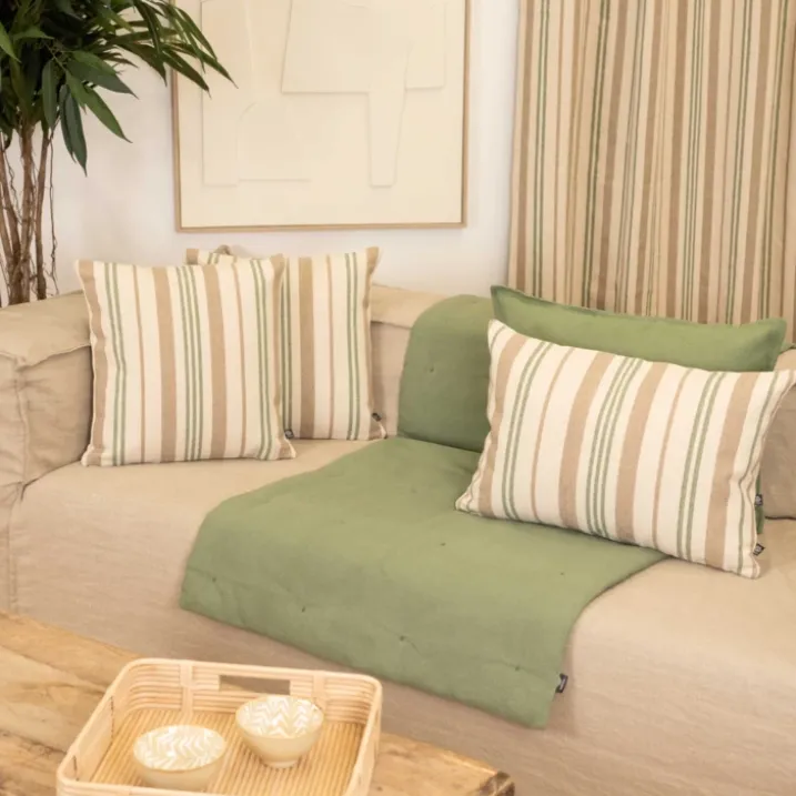 Coussin décoratif matelassé à rayures en toile canevas