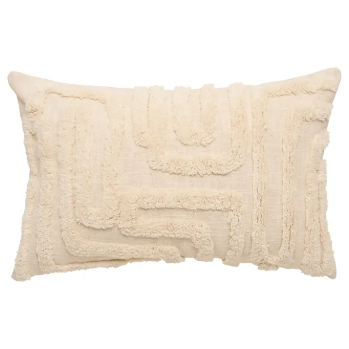 Coussin décoratif tufté en coton à motifs en relief