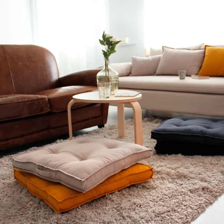 Coussin de sol uni en pur coton