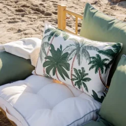 Coussin d'extérieur déperlant imprimé palmiers