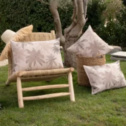 Coussin d'extérieur déperlant imprimé palmiers