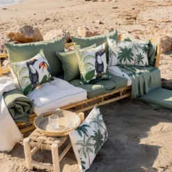 Coussin d'extérieur déperlant imprimé palmiers
