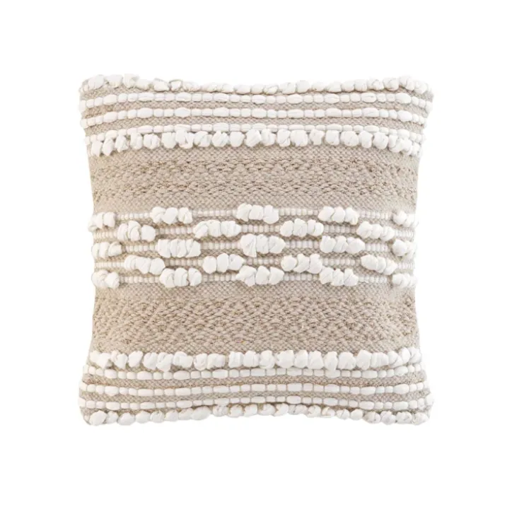 Coussin déhoussable en polycoton avec broderies et fils métallisés