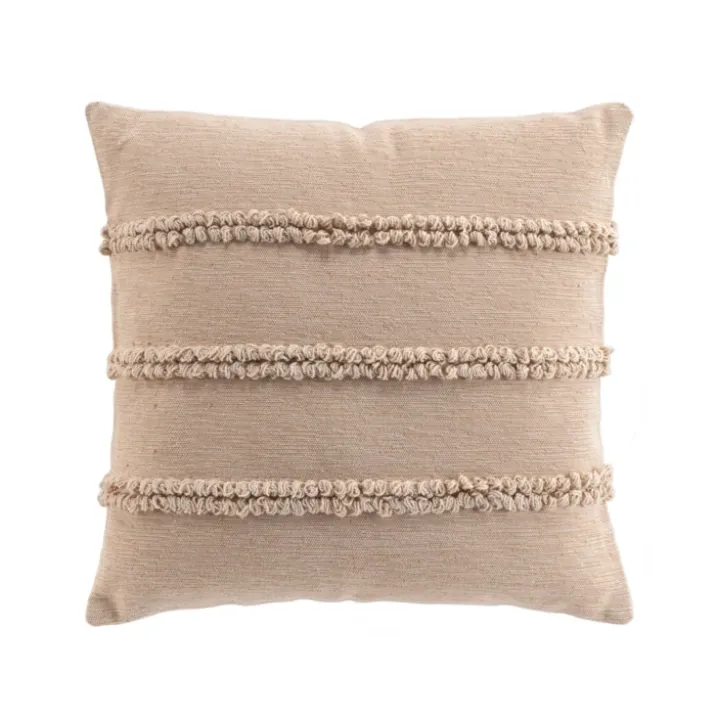 Coussin déhoussable en polycoton avec bandes bouclées