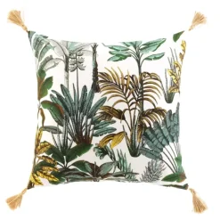 Coussin déhoussable imprimé feuillage