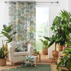Coussin déhoussable imprimé feuillage