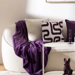 Coussin déhoussable jacquard chenille avec dos en velours