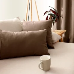 Coussin déhoussable uni en coton