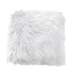 Coussin déhoussable uni imitation fourrure