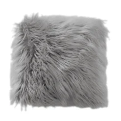 Coussin déhoussable uni imitation fourrure
