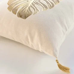 Coussin en coton au style nature dorée