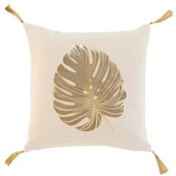 Coussin en coton au style nature dorée