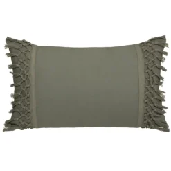 Coussin en coton et macramé