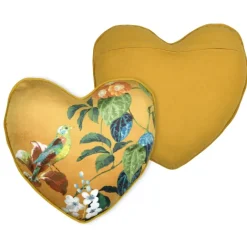 Coussin en forme de cœur à motif végétal