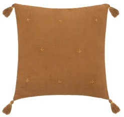 Coussin en gaze de coton brodé