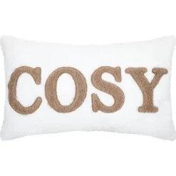 Coussin en polaire avec message brodé "Cosy"