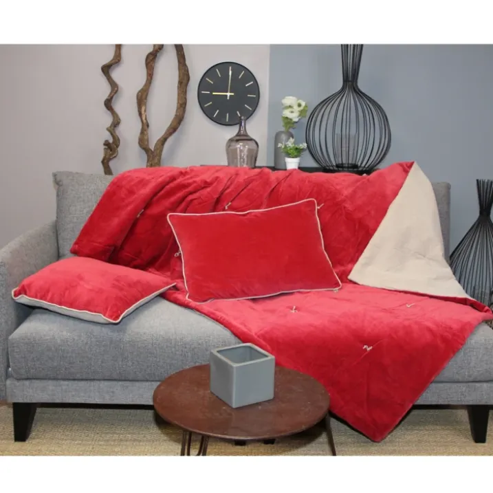 Coussin en velours réversible