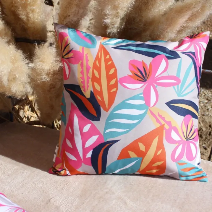 Coussin extérieur impression fleurie