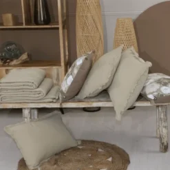 Coussin à franges en coton