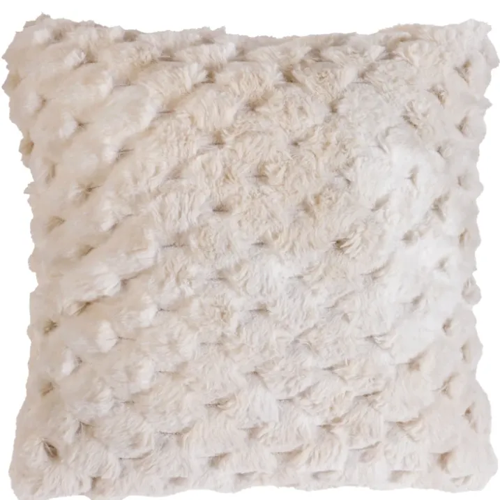 Coussin Imitation Fourrure avec Relief Géométrique