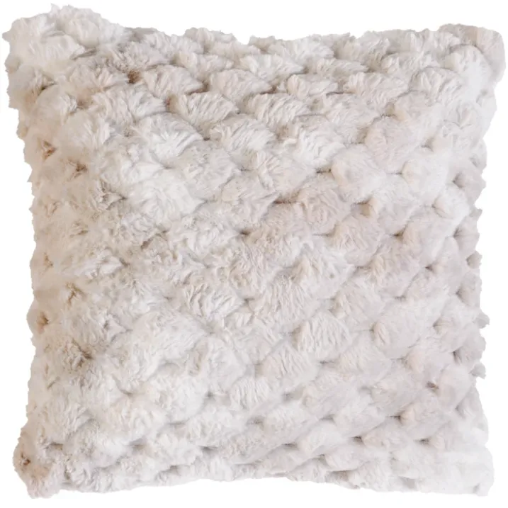 Coussin Imitation Fourrure avec Relief Géométrique