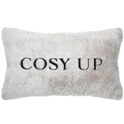 Coussin imitation fourrure brodé