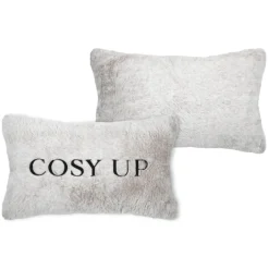 Coussin imitation fourrure brodé