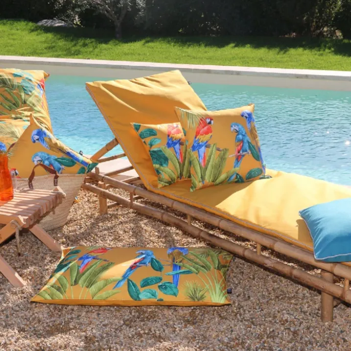 Coussin outdoor imprimé perroquets