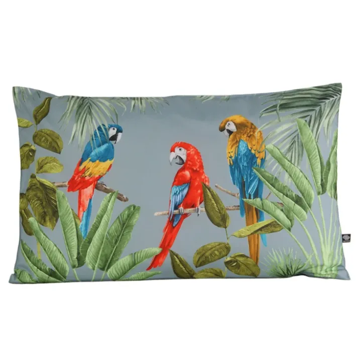 Coussin outdoor imprimé perroquets