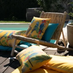 Coussin outdoor imprimé perroquets
